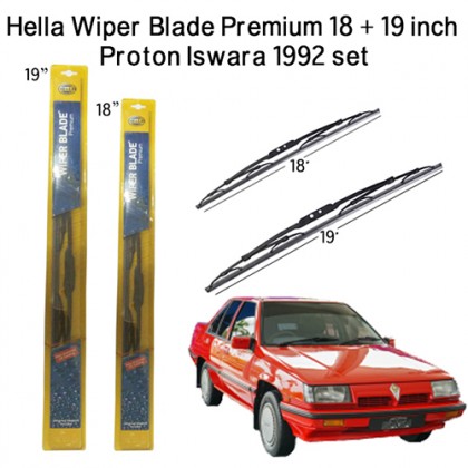 Hella Wiper Blade Premium 18 + 19 inch Proton Iswara 1992 set 