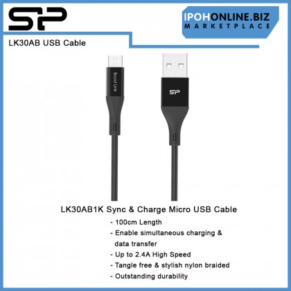 Silicon Power LK1030AB 2.4A Boost Link Nylon Sync & Charge Micro USB Cable - Black