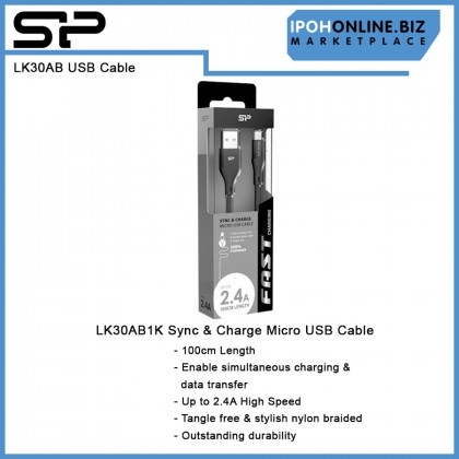 Silicon Power LK1030AB 2.4A Boost Link Nylon Sync & Charge Micro USB Cable - Black