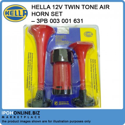 HELLA 12V Twin Tone Air Horn Set – 3PB 003 001 631 HELLA 12V Twin Tone Air Horn Set – 3PB 003 001 631