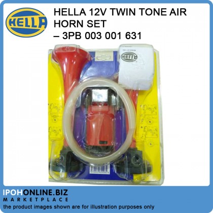 HELLA 12V Twin Tone Air Horn Set – 3PB 003 001 631 HELLA 12V Twin Tone Air Horn Set – 3PB 003 001 631