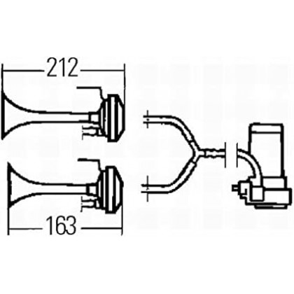 HELLA 12V Twin Tone Air Horn Set – 3PB 003 001 631 HELLA 12V Twin Tone Air Horn Set – 3PB 003 001 631