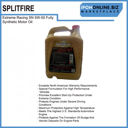 Splitfire Extreme Racing SN 5W50 Fully Synthetic Engine Oil 3.79L With Advanced Synthetic Technology Splitfire Extreme Racing SN 5W50 Fully Synthetic Engine Oil 3.79L With Advanced Synthetic Technology