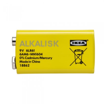 IKEA ALKALISK 9V 6LR61 0% Cadmium Mercury Battery Alkaline