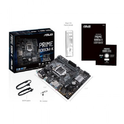 Asus Prime B360M-K Intel 8th Gen Coffee Lake B360 LGA 1151 USB 3.1 GEN 2 DDR4 DVI VGA M.2 with LED Lighting Gaming Micro ATX Motherboard