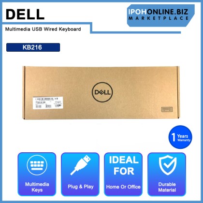 Dell Multimedia USB Wired Keyboard - KB216 US International (QWERTY) Black + Dell Optical USB Wired Mouse - MS116 065K5F Combo Set