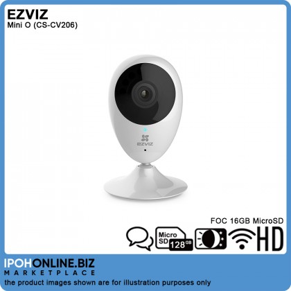 EZVIZ Mini O HD Indoor Wi-Fi Cloud Camera C2C 720p With 2 Way Audio CS-CV206 - FOC 16GB Micro SD