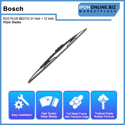 Bosch ECO PLUS BE2112 21 Inch + 12 Inch Wiper Blades Perodua Viva New Quick-Clip Advanced Tropical Rubber Formula With Graphite Bosch ECO PLUS BE2112 21 Inch + 12 Inch Wiper Blades Perodua Viva New Quick-Clip Advanced Tropical Rubber Formula With Graphite