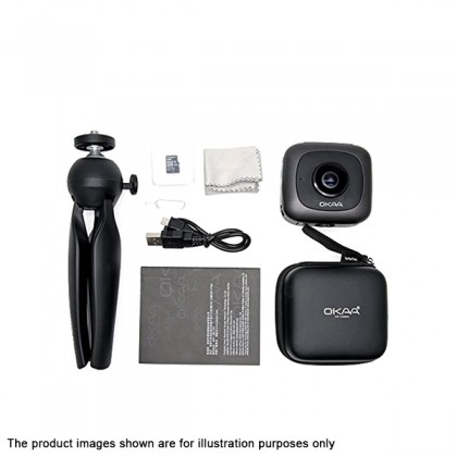 OKAA Life 360 VR Camera Wireless Panoramic IPX4 Waterproof with Dual Wide Angle Fisheye Lens Car Cam for Android iOS - SY16DPC Black