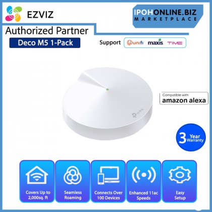 TP-Link Deco M5 AC1300 MU MIMO Dual Band Security Protection Whole Home Wi-Fi System - 1 Pack
