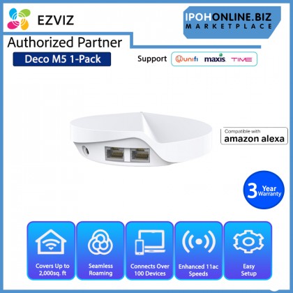 TP-Link Deco M5 AC1300 MU MIMO Dual Band Security Protection Whole Home Wi-Fi System - 1 Pack