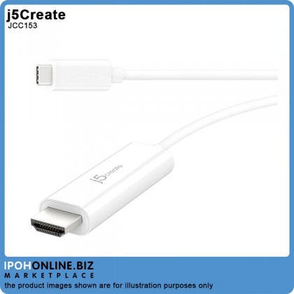 J5 Create JCC153 USB Type-C to 4K HDMI DisplayPort Alt Mode Compatible 1.5M Cable