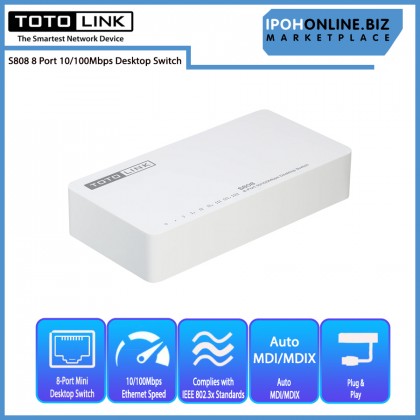 TOTOLINK S808 8 Port 10/100Mbps Mini Desktop Network Switch