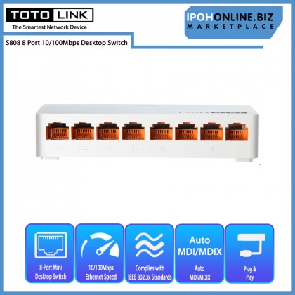 TOTOLINK S808 8 Port 10/100Mbps Mini Desktop Network Switch