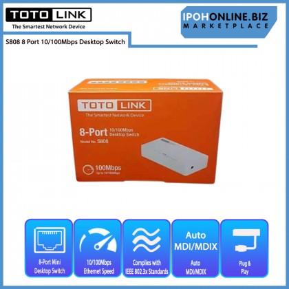 TOTOLINK S808 8 Port 10/100Mbps Mini Desktop Network Switch
