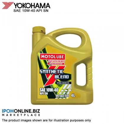 YOKOHAMA MOTOLUBE Semi Synthetic Engine Oil SAE 10W-40 API SN Pro Race Tech 4L - Proton New Saga BLM/FLX Persona Satria Gen2 YOKOHAMA MOTOLUBE Semi Synthetic Engine Oil SAE 10W-40 API SN Pro Race Tech 4L - Proton New Saga BLM/FLX Persona Satria Gen2