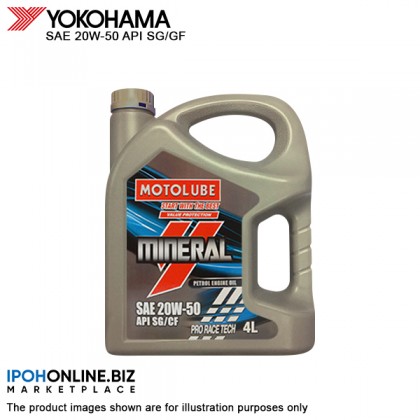 YOKOHAMA MOTOLUBE Mineral Engine Oil SAE 20W-50 API SG/GF Pro Race Tech 4L YOKOHAMA MOTOLUBE Mineral Engine Oil SAE 20W-50 API SG/GF Pro Race Tech 4L