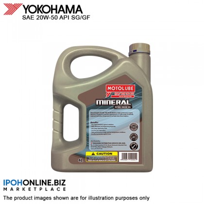 YOKOHAMA MOTOLUBE Mineral Engine Oil SAE 20W-50 API SG/GF Pro Race Tech 4L YOKOHAMA MOTOLUBE Mineral Engine Oil SAE 20W-50 API SG/GF Pro Race Tech 4L
