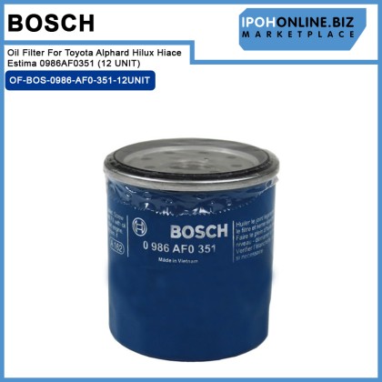 Bosch Oil Filter For Toyota Alphard Hilux Hiace Estima 0986AF0351 (12 UNIT) Bosch Oil Filter For Toyota Alphard Hilux Hiace Estima 0986AF0351 (12 UNIT)