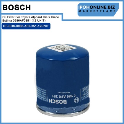 Bosch Oil Filter For Toyota Alphard Hilux Hiace Estima 0986AF0351 (12 UNIT) Bosch Oil Filter For Toyota Alphard Hilux Hiace Estima 0986AF0351 (12 UNIT)