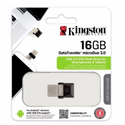 Kingston 16GB DataTraveler microDuo OTG Flash Drive for Smartphones & Tablets DTDUO3/16GB