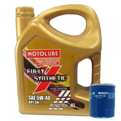 Proton Saga BLM Persona Satria Gen2 - YOKOHAMA MOTOLUBE 5W-40 Fully Synthetic Engine Oil Pro Race Tech 4L + Bosch Oil Filter 0346