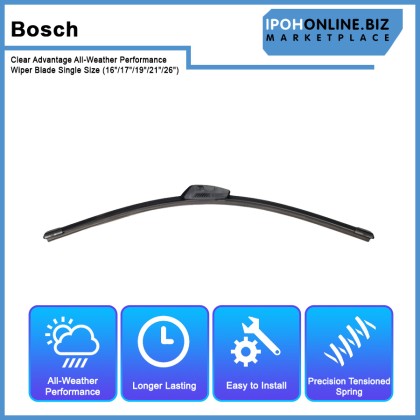 Bosch Clear Advantage All-Weather Performance Wiper Blade Single Size (14"/17"/18"/19"/20"/21"/22"/24"/26")