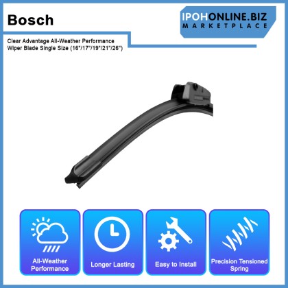 Bosch Clear Advantage All-Weather Performance Wiper Blade Single Size (14"/17"/18"/19"/20"/21"/22"/24"/26")