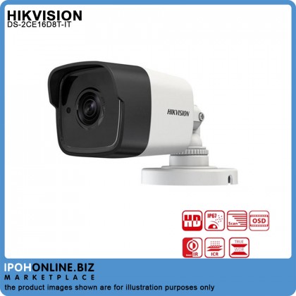  Hikvision 2MP 3.6MM Ultra Low Light Fixed Mini Bullet Camera True Day Night WDR DS-2CE16D8T-IT