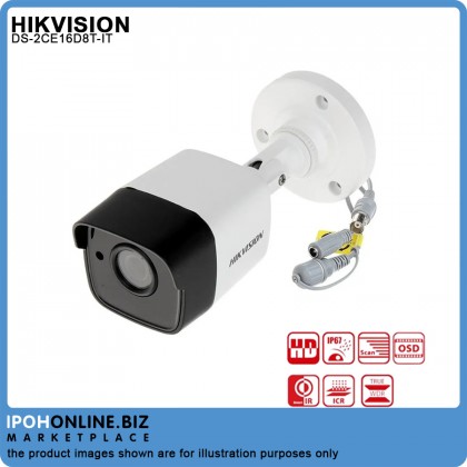  Hikvision 2MP 3.6MM Ultra Low Light Fixed Mini Bullet Camera True Day Night WDR DS-2CE16D8T-IT
