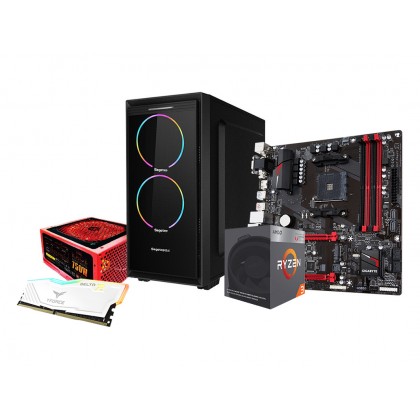 AMD Ryzen 3 2200G Radeon RX Vega 8 Graphics Processor + Segotep HALO 6 Micro ATX Gaming Casing + TeamGroup T-FORCE 8GB DDR4 2400 RGB RAM + 120GB SATA SSD + 500GB SATA HDD + Gigabyte GA-AB350M-Gaming 3 Motherboard + AVF Gaming Freak The Rage 750W