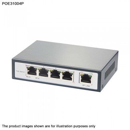 POE31004P 4 + 1 port 10/100 Mbps 65W Ethernet PoE Switch - Powered IP Camera
