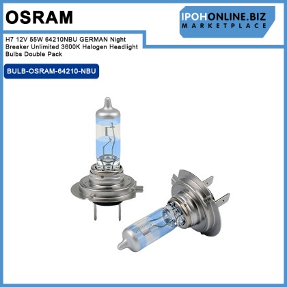 Osram H7 12V 55W 64210NBU GERMAN Night Breaker Unlimited 3600K Halogen Headlight Bulbs Double Pack 