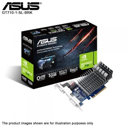 ASUS GeForce GT 710 1GB DDR3 VGA HDMI DVI 0dB Silent Cooling 710-1-SL-BRK Graphic Card