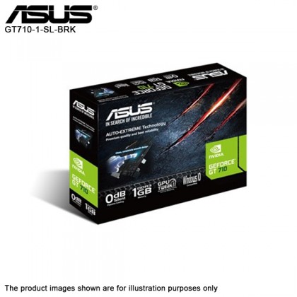 ASUS GeForce GT 710 1GB DDR3 VGA HDMI DVI 0dB Silent Cooling 710-1-SL-BRK Graphic Card