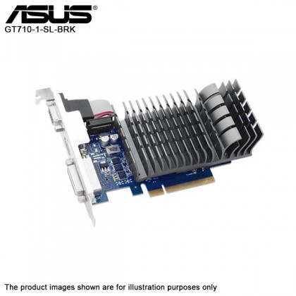 ASUS GeForce GT 710 1GB DDR3 VGA HDMI DVI 0dB Silent Cooling 710-1-SL-BRK Graphic Card