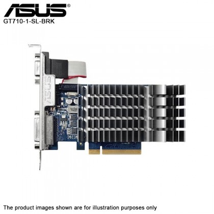 ASUS GeForce GT 710 1GB DDR3 VGA HDMI DVI 0dB Silent Cooling 710-1-SL-BRK Graphic Card