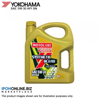 YOKOHAMA MOTOLUBE Synthetic Blend Petrol Engine Oil SAE 5W-30 API SN Pro Race Tech 4L