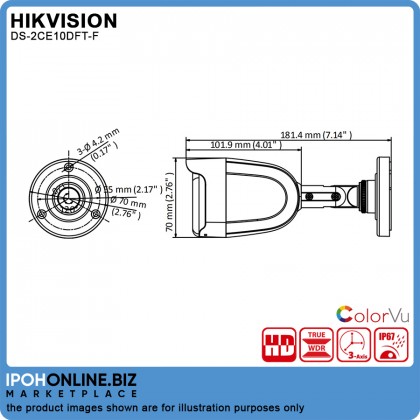 Hikvision ColorVu 1080p DS-2CE10DFT-F 2MP ColorVu Fixed Mini Bullet Camera Hikvision ColorVu 1080p DS-2CE10DFT-F 2MP ColorVu Fixed Mini Bullet Camera