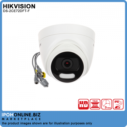 Hikvision ColorVu 1080p DS-2CE72DFT-F 2MP Full Time Color Turret Camera CCTV Outdoor Dome