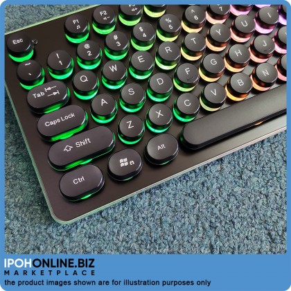 K-Snake K19 Punk Brilliant RGB Light Effect Metal Gaming Keyboard - Black