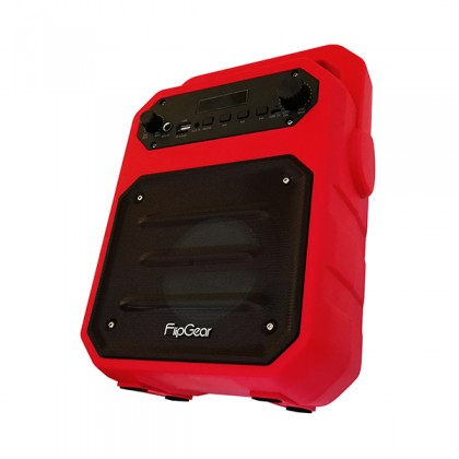 VINNFIER FlipGear Tango Air 3WM Colors Pulsating LED Bluetooth Portable Speaker with Karaoke System Free Wireless Microphone - Red