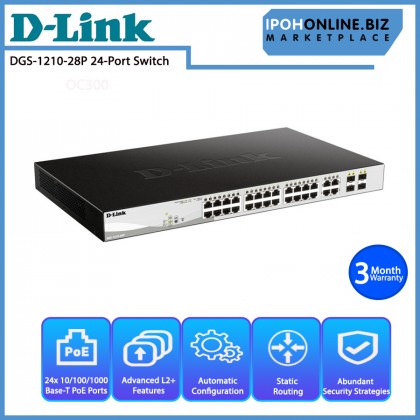 D-Link 28 Port Layer 2 Smart Managed Gigabit PoE Network Switch DGS-1210-28P