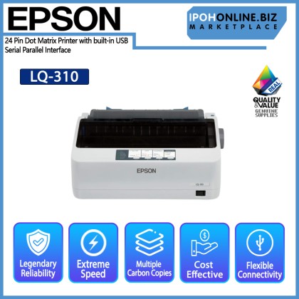 EPSON LQ310 24 Pin Dot Matrix Printer with built-in USB Serial Parallel Interface - NEW & Genuine EPSON LQ310 24 Pin Dot Matrix Printer with built-in USB Serial Parallel Interface - NEW & Genuine