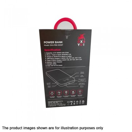 OXAYOI 18W 10000mAh PD + Qualcomm 3.0 Ultra Fast Charger Type C Power Bank OXA-PBK-932SP