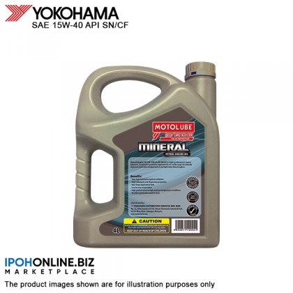 YOKOHAMA MOTOLUBE Mineral Engine Oil SAE 15W-40 API SN/CF Pro Race Tech 4L - Saga VVT BLM Kia Rio YOKOHAMA MOTOLUBE Mineral Engine Oil SAE 15W-40 API SN/CF Pro Race Tech 4L - Saga VVT BLM Kia Rio