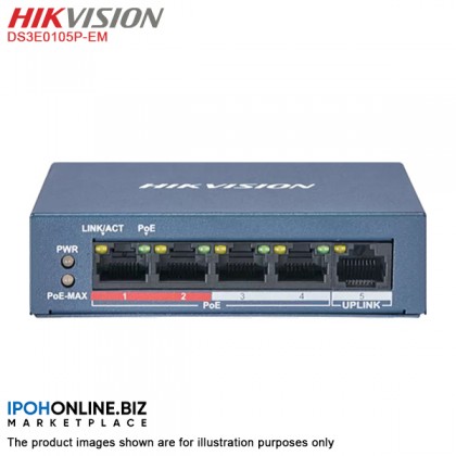 HIKVISION DS3E0105P-E/M(B) L2 4 x 100M PoE Switch + 1 x 100M Uplink Port Up To 250m Transmission Distance HIKVISION DS3E0105P-E/M(B) L2 4 x 100M PoE Switch + 1 x 100M Uplink Port Up To 250m Transmission Distance