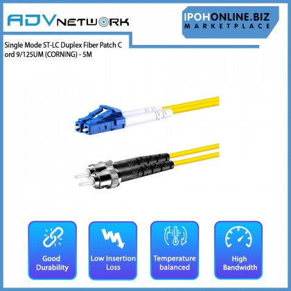 ADV Single Mode ST-LC Duplex Fiber Patch Cord 9/125UM with 5M/16.4042 (CORNING) - Yellow