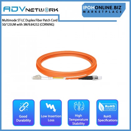 ADV Multimode ST-LC Duplex Fiber Patch Cord 50/125UM with 3M/9.84252 (CORNING) - Orange