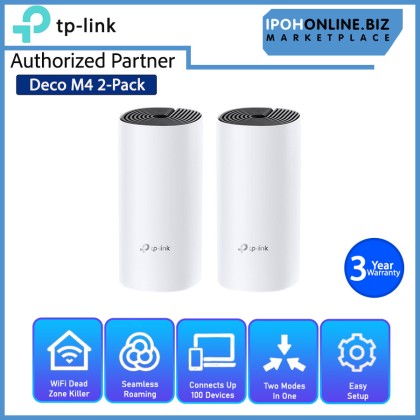 TP-Link Deco M4 2 pack AC1200 Whole Home Mesh Wi-Fi System Ideal for 2-4 bedroom houses